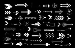 Set of vector arrows in cyberpunk style. HUD, UI graphic elements. Sci Futuristic arrows, elements for GUI, UI, VR design