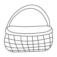 easter wicker basket hunting eggs line doodle vector