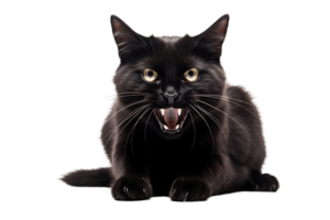 AI generated Hissing Black Cat on a Background with Transparency. AI png