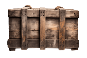 AI generated Old Closed Wooden Crate with Transparent Background. AI png