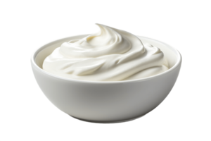 AI generated Sour Cream in White Bowl with Transparent Background. AI png