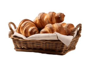 AI generated Wicker Basket with Pastries on Transparent Background. AI png