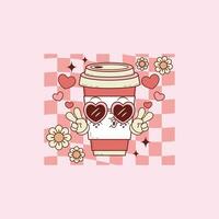 linda retro Café exprés café ilustración para café amantes y amantes en amor vector