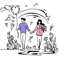 Romantic Web inspired Flat Illustration Enchanting Valentine Date Scene Depicting Love, Connection, and Unforgettable Memories vector