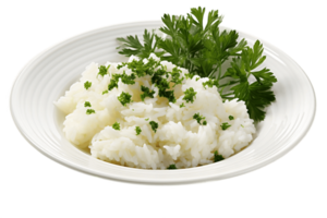 AI generated Boiled White Rice and Parsley with Transparent Background. AI png