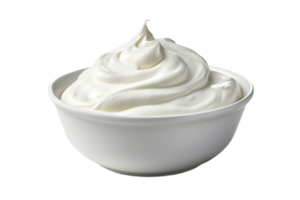 AI generated Sour Cream in White Bowl with Transparent Background. AI png