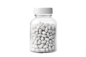 AI generated White Pill Bottle on Transparent Background. AI png