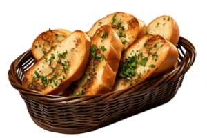 ai generiert Knoblauch Brot mit bestreut Belag auf ein transparent Hintergrund. ai png