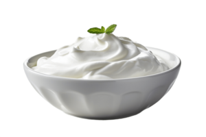AI generated Sour Cream in White Bowl with Transparent Background. AI png
