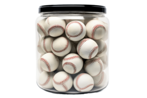 AI generated Container of Baseballs with Transparent Background. AI png