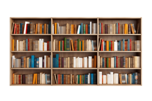 AI generated Bookshelf with a Transparent Background. AI png