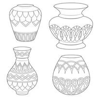 Outline vases and amphora set, vector linear. Vase pottery, ancient pot greek