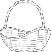 Empty wicker basket. Black and white isolated on white background basket. vector