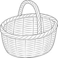 Empty wicker basket. Black and white isolated on white background basket. vector