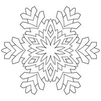 Abstract mandala snowflake line art design for coloring page vector
