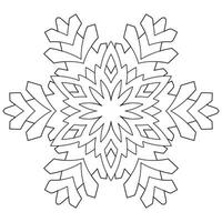 Abstract mandala snowflake line art design for coloring page vector