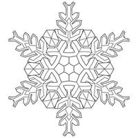 Abstract mandala snowflake line art design for coloring page vector