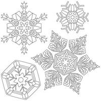 Abstract mandala snowflake line art design for coloring page vector