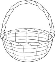 Empty wicker basket. Black and white isolated on white background basket. vector