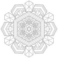 Abstract mandala snowflake line art design for coloring page vector