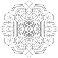 Abstract mandala snowflake line art design for coloring page vector