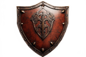 AI generated Rusty War Shield with Transparent Background. AI png