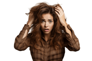 AI generated Stressed Woman on a Transparent Background. AI png