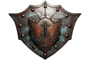 AI generated Rusty War Shield with Transparent Background. AI png