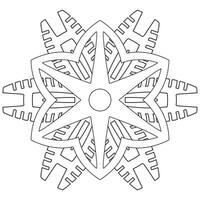 Abstract mandala snowflake line art design for coloring page vector