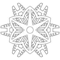 Abstract mandala snowflake line art design for coloring page vector