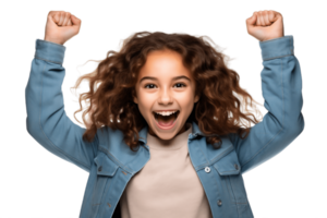 AI generated Young Woman Celebrating Victory on Transparent Background. AI png