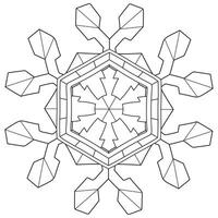 Abstract mandala snowflake line art design for coloring page vector