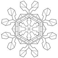 Abstract mandala snowflake line art design for coloring page vector