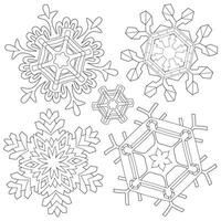 Abstract mandala snowflake line art design for coloring page vector