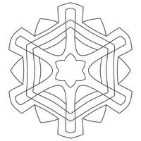 Abstract mandala snowflake line art design for coloring page vector