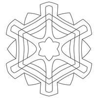 Abstract mandala snowflake line art design for coloring page vector