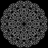 Mandala line art designs on black background. Coloring page for kids and adults. vector