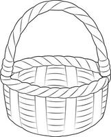 Empty wicker basket. Black and white isolated on white background basket. vector