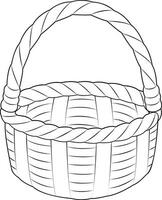 Empty wicker basket. Black and white isolated on white background basket. vector