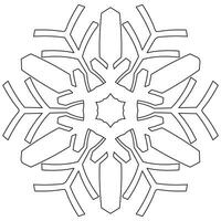 Abstract mandala snowflake line art design for coloring page vector