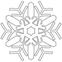 Abstract mandala snowflake line art design for coloring page vector