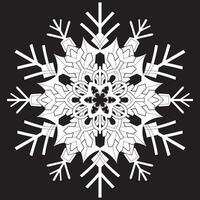 Abstract mandala snowflake line art design on Black Background. vector