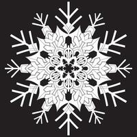 Abstract mandala snowflake line art design on Black Background. vector