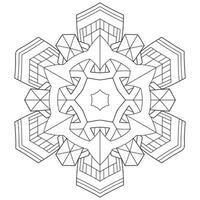 Abstract mandala snowflake line art design for coloring page vector