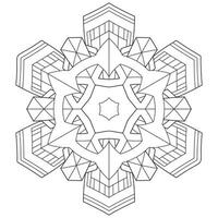 Abstract mandala snowflake line art design for coloring page vector