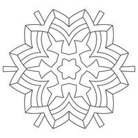 Abstract mandala snowflake line art design for coloring page vector