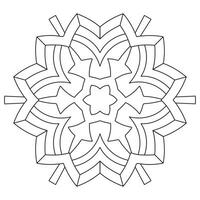 Abstract mandala snowflake line art design for coloring page vector