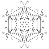 Abstract mandala snowflake line art design for coloring page vector