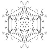 Abstract mandala snowflake line art design for coloring page vector