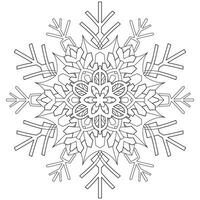 Abstract mandala snowflake line art design for coloring page vector